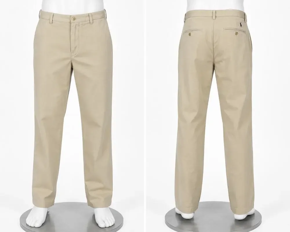 Polo Ralph Lauren Mens 34x30 Khaki Chino Pants Classic Fit 100% Cotton Beige